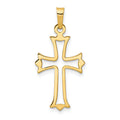 14k Polished Cut-out Fleur de Lis Cross Pendant