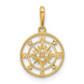 14k Polished CZ Compass Pendant