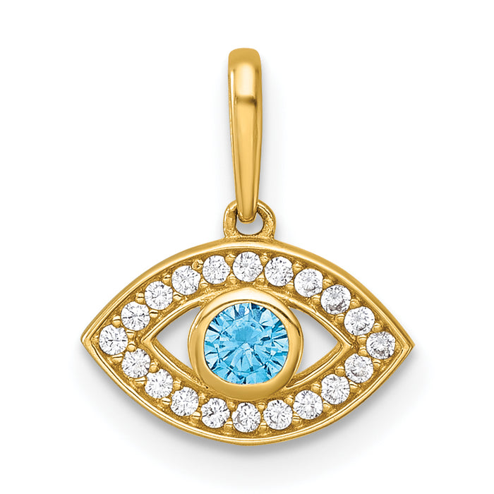 14k Polished CZ Evil Eye Pendant