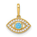 14k Polished CZ Evil Eye Pendant