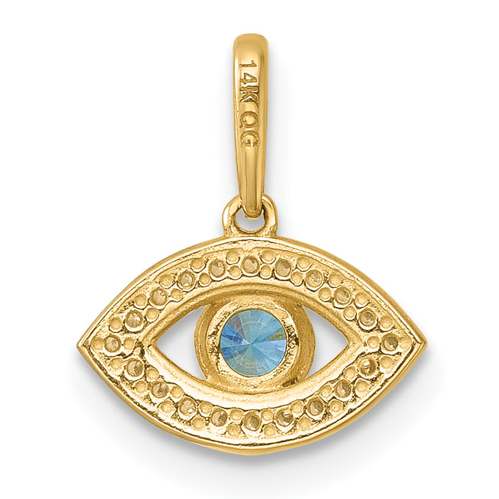 14k Polished CZ Evil Eye Pendant