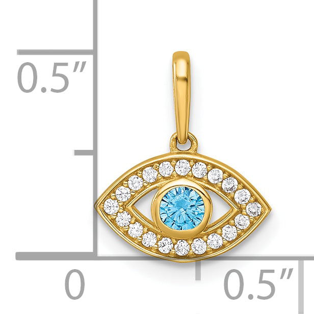 14k Polished CZ Evil Eye Pendant