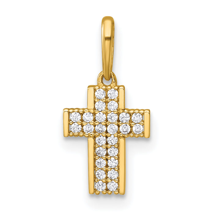 14k Polished CZ Latin Cross Pendant