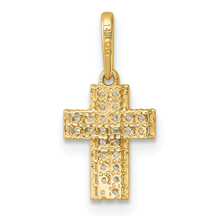 14k Polished CZ Latin Cross Pendant