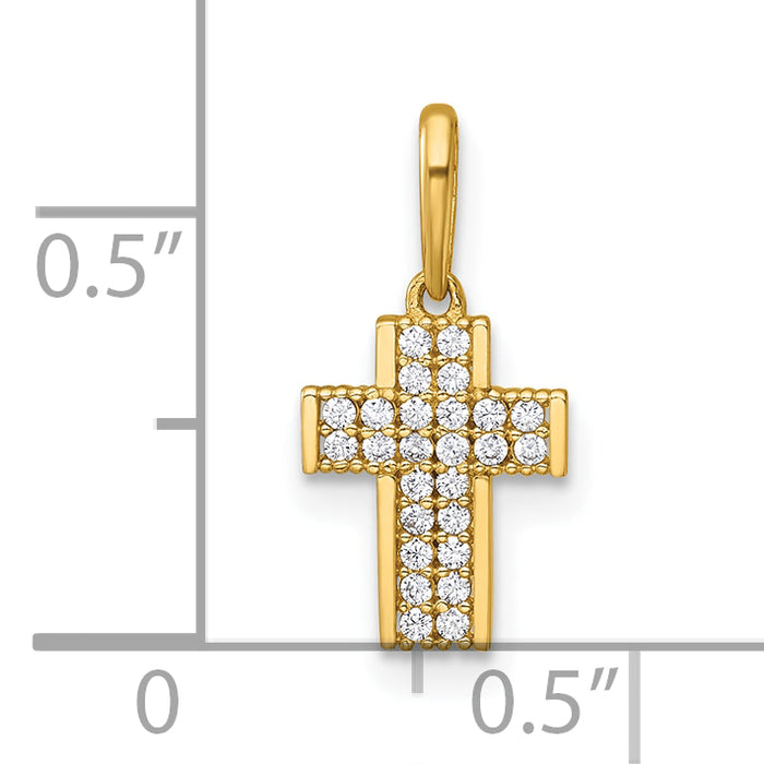 14k Polished CZ Latin Cross Pendant