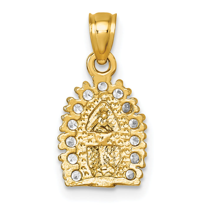 14k Polished CZ Our Lady of Guadalupe Pendant