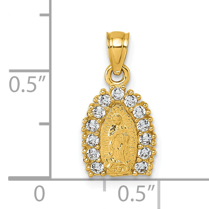 14k Polished CZ Our Lady of Guadalupe Pendant