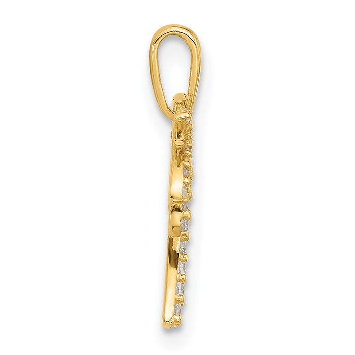 14K Polished CZ Palm Tree Pendant