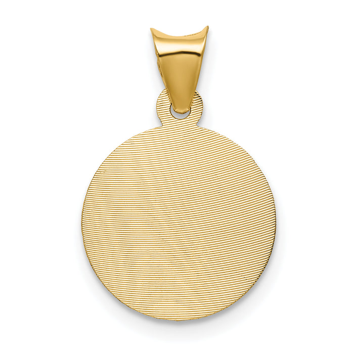 14K Polished D/C Corpus Circle Pendant