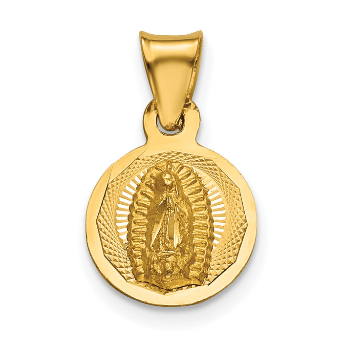 14K Polished D/C Lady Of Guadalupe Circle Pendant