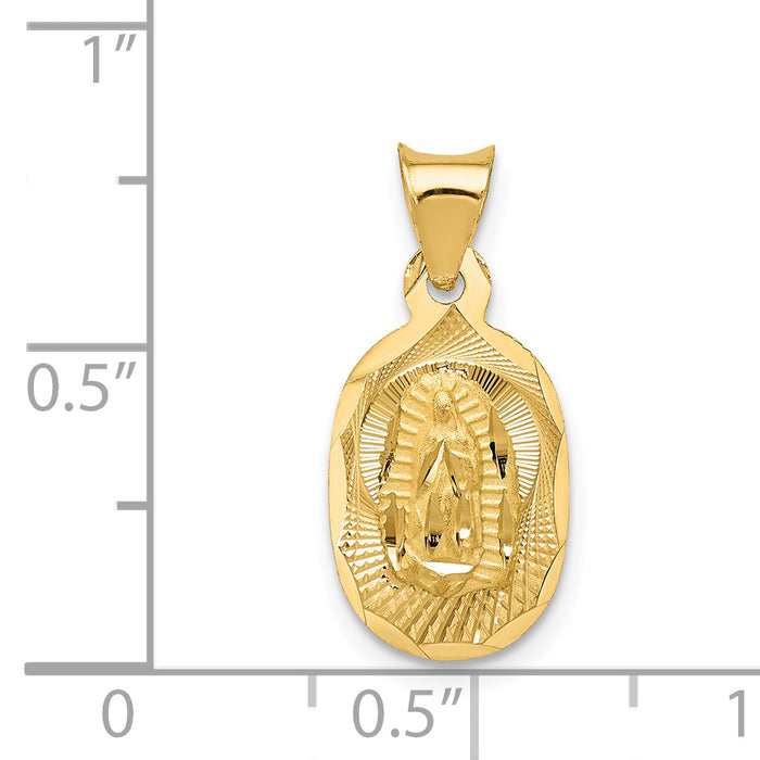 14K Polished D/C Lady Of Guadalupe Oval Pendant