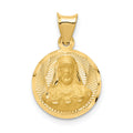 14K Polished D/C Sagrado Corazon Circle Pendant