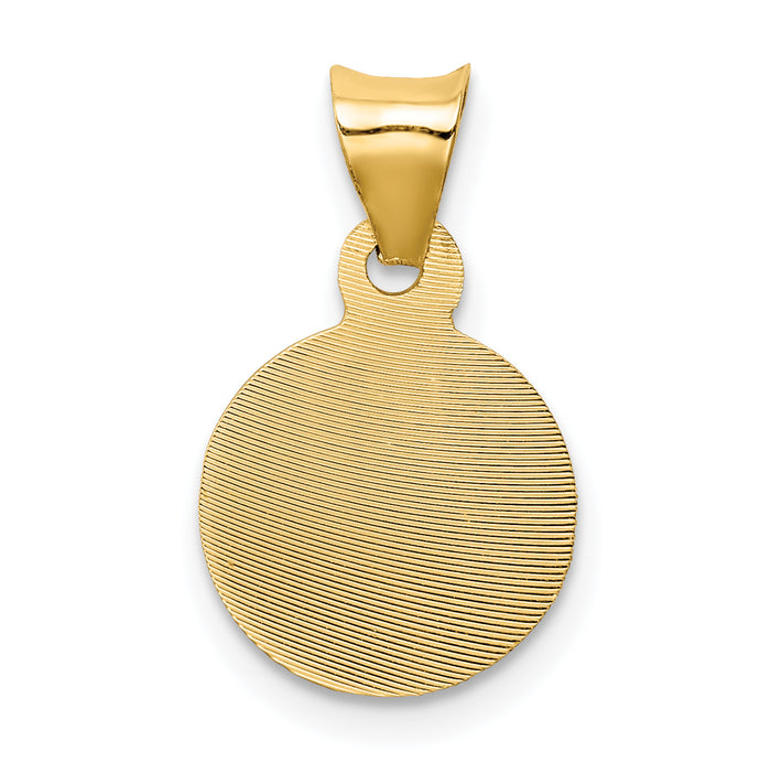 14K Polished D/C Sagrado Corazon Circle Pendant