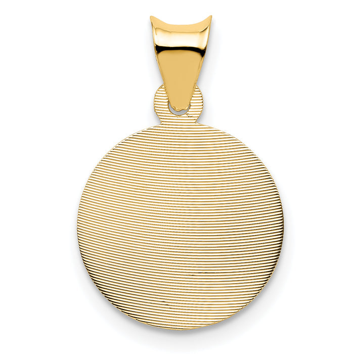 14K Polished D/C Sagrado Corazon Circle Pendant