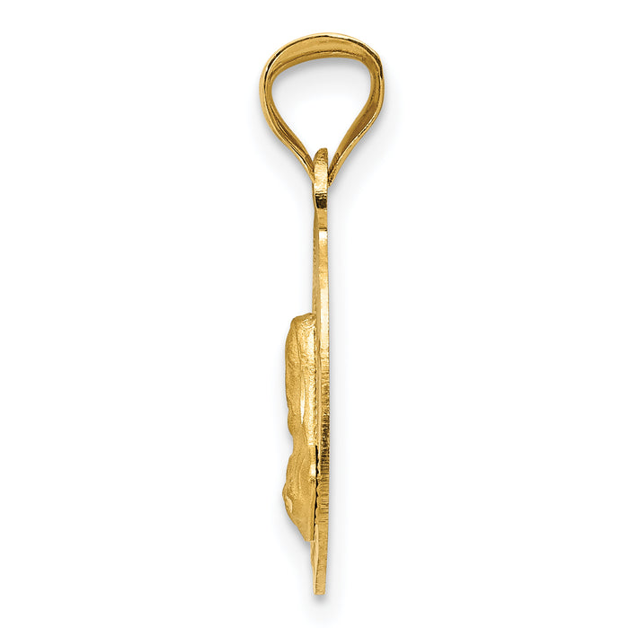 14K Polished D/C Sagrado Corazon Oval Pendant