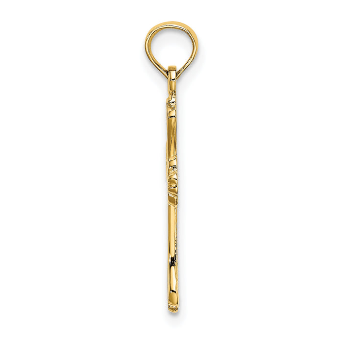 14K Polished Engraved Cross Charm