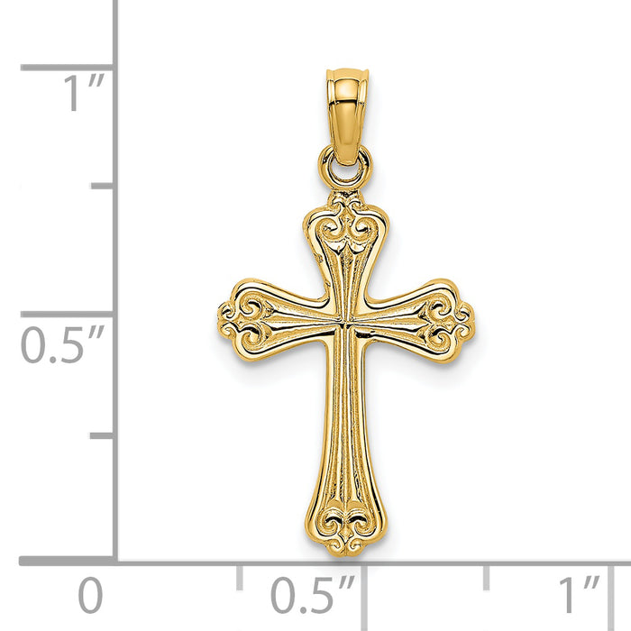 14K Polished Engraved Cross Charm