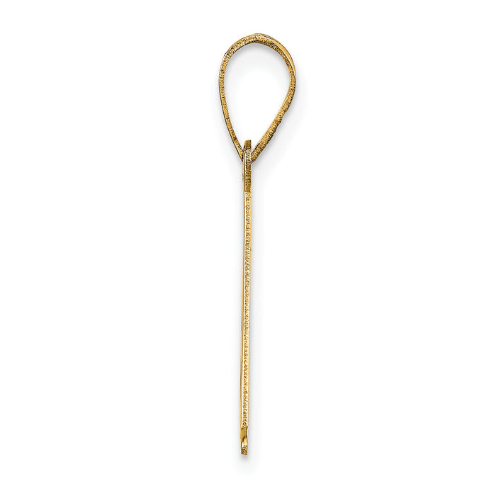 14k Polished Etched Letter A Initial Pendant