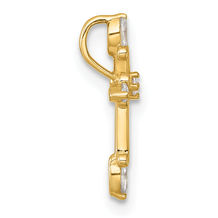 14k Polished Fancy CZ Cross Chain Slide