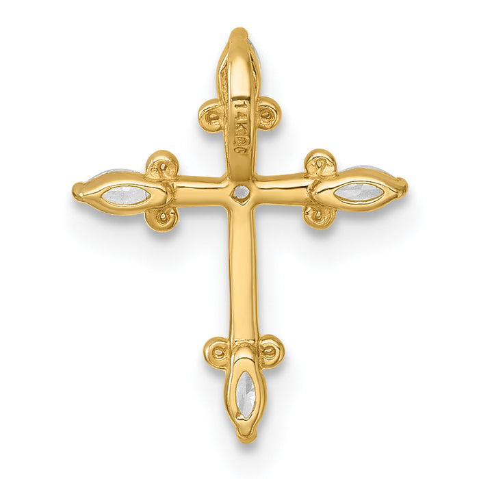 14k Polished Fancy CZ Cross Chain Slide