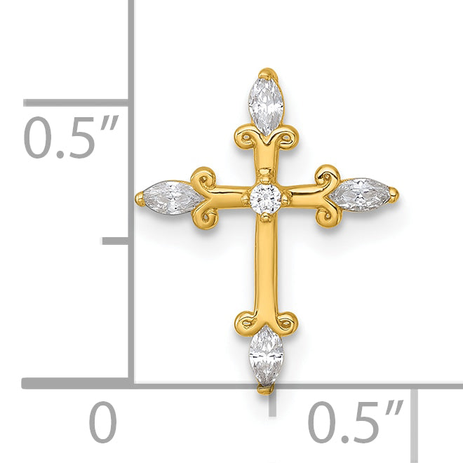 14k Polished Fancy CZ Cross Chain Slide