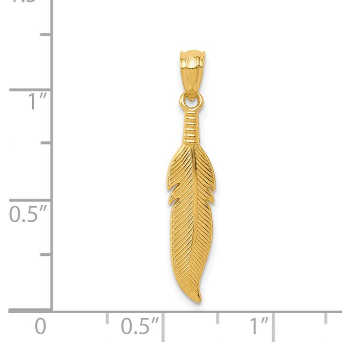 14k Polished Feather Pendant