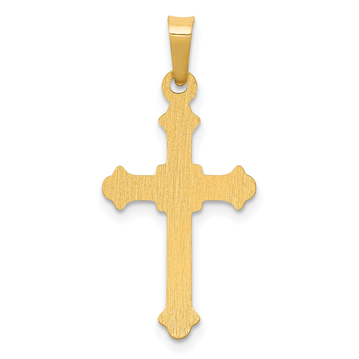 14k Polished Fleur de Lis Cross Pendant