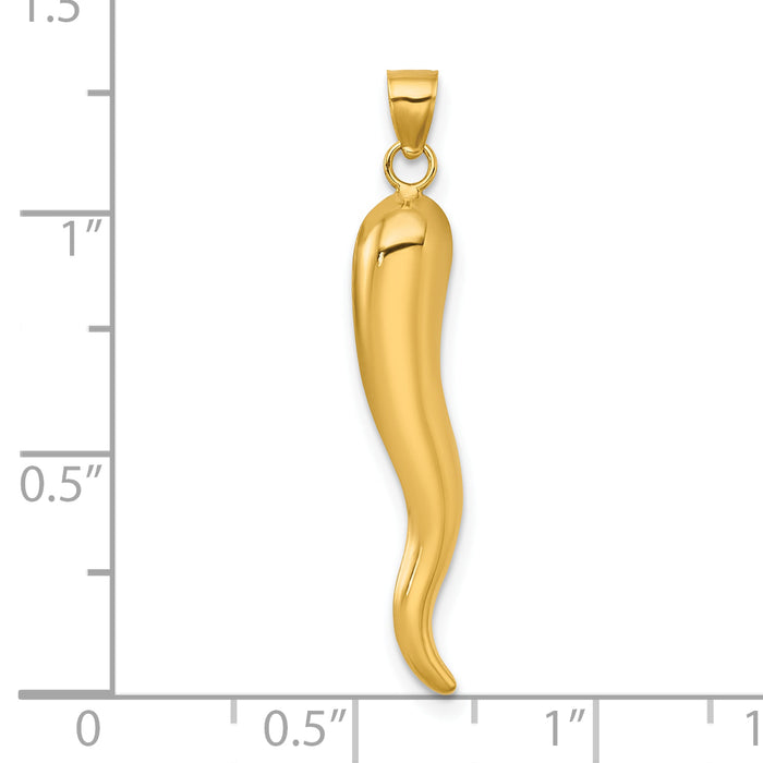 14k Polished Hollowed Italian Horn Pendant