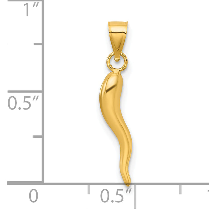 14k Polished Hollowed Italian Horn Pendant