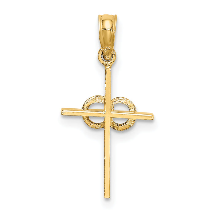 14K Polished Infinity Circles Cross Charm