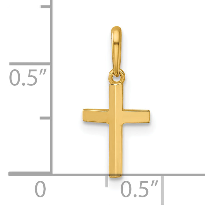14k Polished Knife Edge Latin Cross Pendant