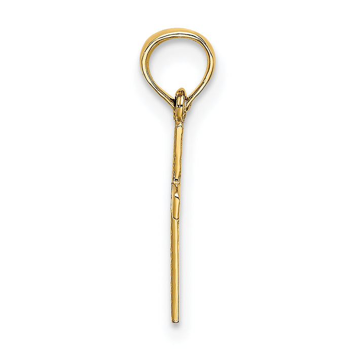 14K Polished Mini Cross w/ Heart Charm