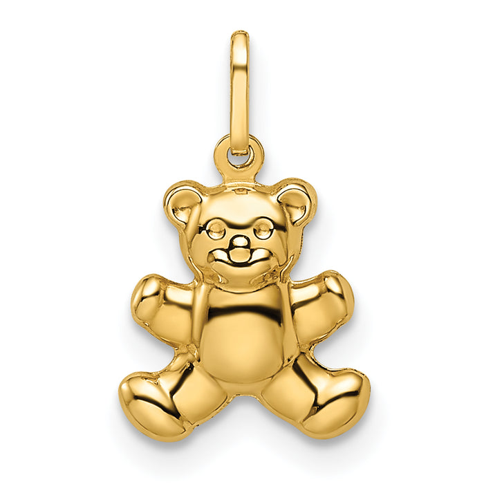 14k Polished Puffed Teddy Bear Pendant