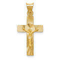 14k Polished Satin and D/C Crucifix Pendant