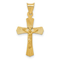14k Polished Satin and D/C Crucifix Pendant