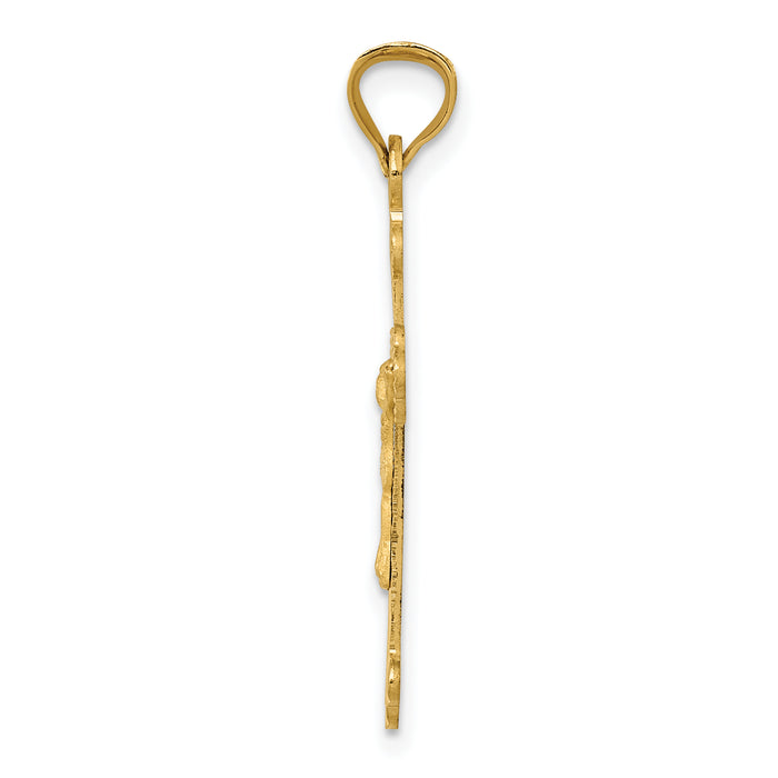 14k Polished Satin and D/C Crucifix Pendant