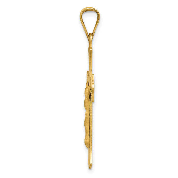 14k Polished Satin and D/C Crucifix Pendant