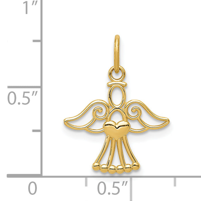 14k Polished Small Angel w/Heart Pendant