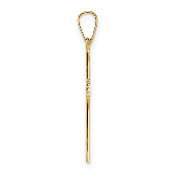 14k Polished Solid Cross Pendant