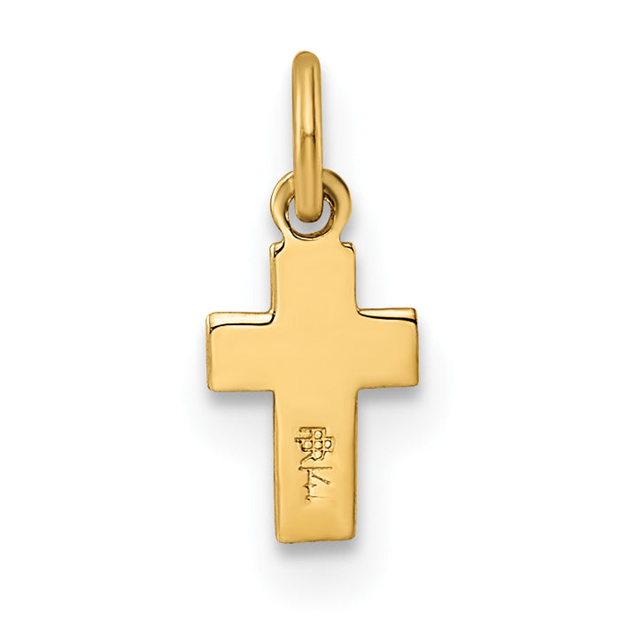 14k Polished Solid Tiny Heart Cross Pendant