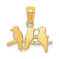 14k Polished Three Birds on a Branch Pendant