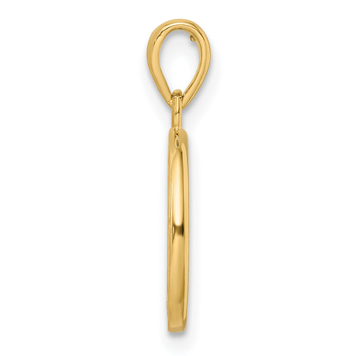 14k Polished Tree of Life Circle Pendant