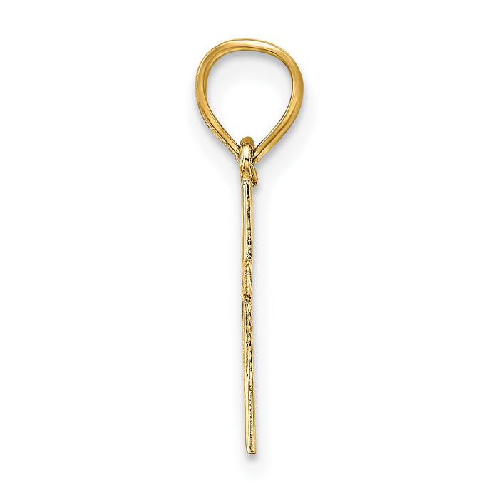 14K Polished w/ Star Pattern Mini Cross Charm