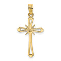 14K Polished w/ X Center Cross Charm