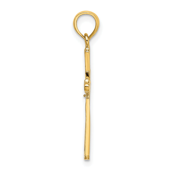 14K Polished w/ X Center Cross Charm