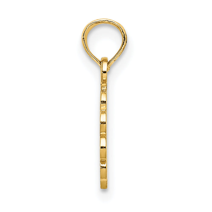 14K Praying Hands and Cross On Scalloped Round Disk Charm