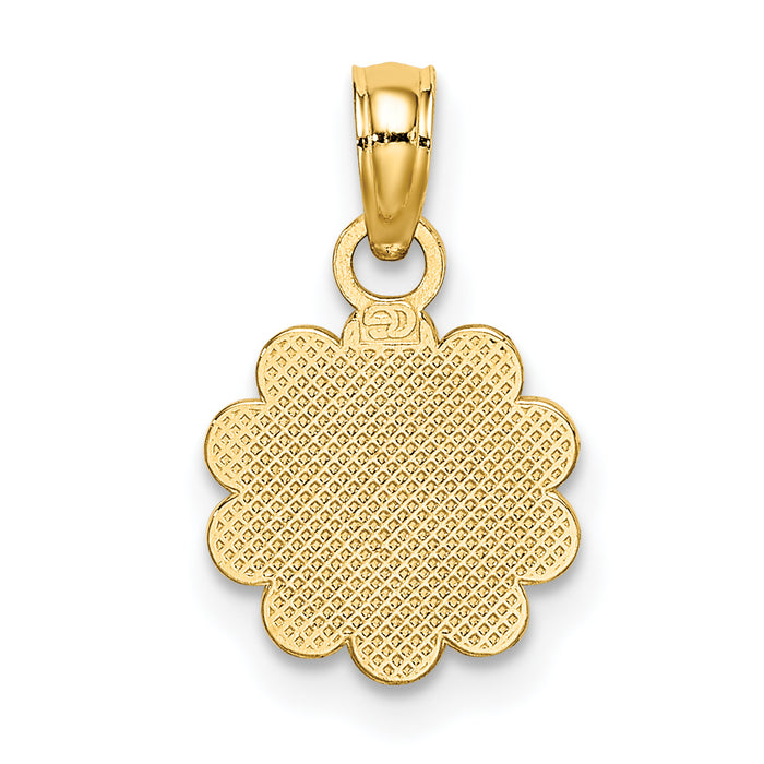 14K Praying Hands and Cross On Scalloped Round Disk Charm