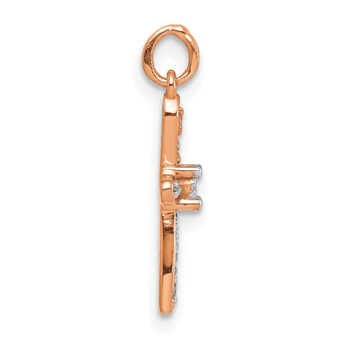 14k Rose Gold .03ct. Diamond Cross Charm