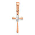 14k Rose Gold .03ct. Diamond Cross Pendant
