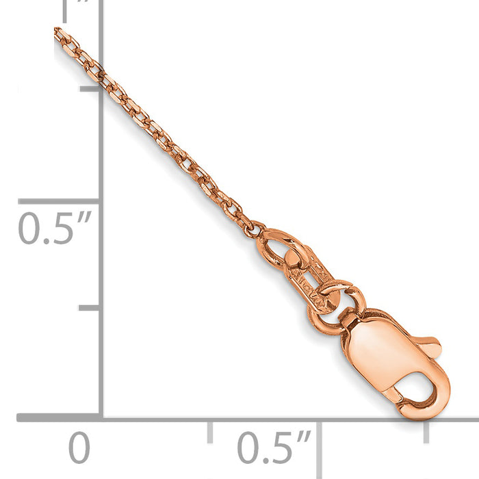 14k Rose Gold 1.0mm D/C Cable Chain Anklet